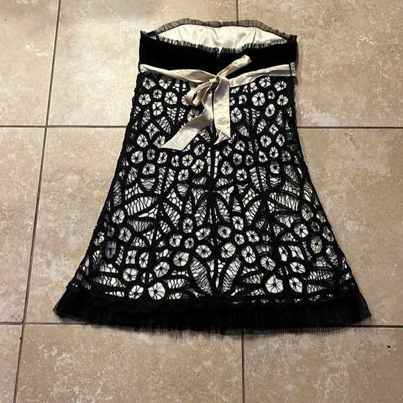 🍓 Betsey Johnson Sz 6 eyelet lace detail sleeveless satin velvet dress - Picture 5 of 12